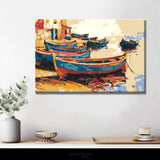 Malen nach Zahlen Kunst Boote am Meer