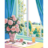Malen nach Zahlen für Erwachsene Blumenstrauß am Fenster