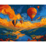 Malen nach Zahlen Ballonflug über Berge Seen und Wiesen