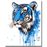 Malen nach Zahlen Tiger Kopf blau TierKunst