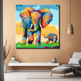 Malen nach Zahlen Kleiner Elefant mit Mutter Moderne Tierkunst