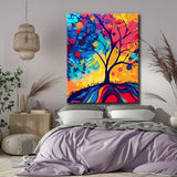 Malen nach Zahlen Farbige Kunstmalerei Baum mit Lampions