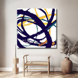 Malen nach Zahlen Moderne Kunst Striche Marineblau und Gold II