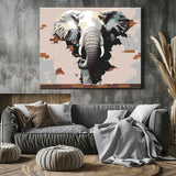 Malen nach Zahlen Fotokunst Elefant aus der Mauer