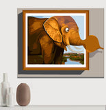 Malen nach Zahlen Tierkunst 3D Elefant