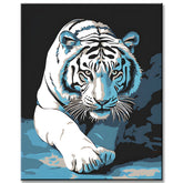 Malen nach Zahlen Kunst 3d schwarz-weiß Tiger schleicht sich an