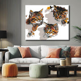 Malen nach Zahlen 3D Kunst drei Katzen in der Wand und gucken sich an