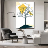 Malen nach Zahlen Kunst Strichzeichung Geometrie Polygon Baum