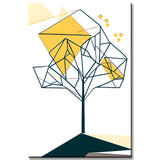 Malen nach Zahlen Kunst Strichzeichung Geometrie Polygon Baum