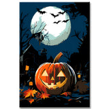 Malen nach Zahlen Halloween-Kürbis bei Nacht