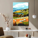 Malen nach Zahlen Kunst Landschaft mit weissen Schafen