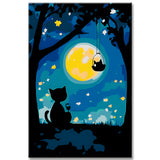 Malen nach Zahlen Die Katze und der Mond