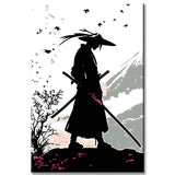 Malen nach Zahlen Schwarz-Weiß Samurai