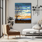 Malen nach Zahlen Kunst Natur Gänse im Winterhimmel