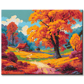 Malen nach Zahlen Herbstbäume und See