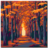 Malen nach Zahlen Kunst Natur Baumallee im Herbst
