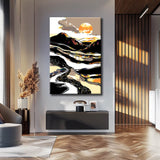 Malen nach Zahlen Kunst Natur goldene Sonne hinter weißem Berg