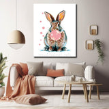 Malen nach Zahlen Kunst Tier Hase macht mit Kaugummi eine Blase