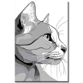 Malen nach Zahlen Graue Katze Kunst Comic Style