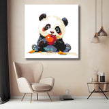 Malen nach Zahlen Baby Panda Kunst mit Apfel
