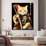Malen nach Zahlen Asia Kunst Katzen Samurai