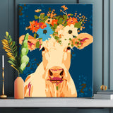 Malen nach Zahlen Böhmische Kuh mit Blumenschmuck