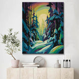 Malen nach Zahlen Winterwald Landschaft am Abend