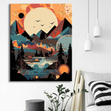 Malen nach Zahlen Landschaftsposter Berge und Mond
