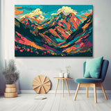 Malen nach Zahlen Farbenfrohe Illustration Berglandschaft