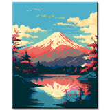 Malen nach Zahlen Farbenfrohes Bergporträt Fuji Japan