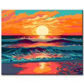 Farbenfrohe Illustration Sonnenuntergang II Malen nach Zahlen