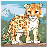 Junger Leopard auf Entdeckungstour - Malen nach Zahlen