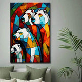 Paint by Numbers Polar Bear Family in Tiffany Style