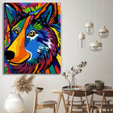 Malen nach Zahlen: Bunter Wolf im Stil von Picasso