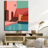 Malen nach Zahlen Moderne Kunst Farbiges Haus mit Pool