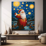 Weihnachtsmann in Sternennacht - Malen nach Zahlen