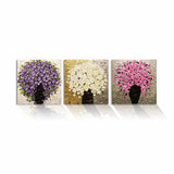 Malen nach Zahlen Blumenstrauss in vase weiss pink Lila Triptychon Blumen