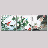 Malen nach Zahlen Triptychon Blumen asiatisch