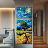 Malen nach Zahlen Baum in Landschaft van Gogh Stil 3-teilig