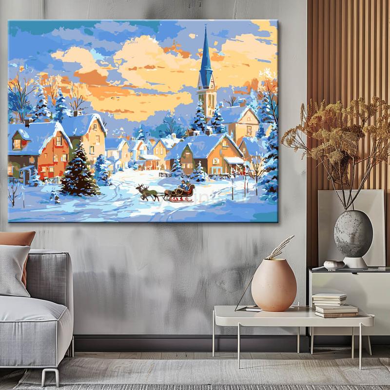 Malen nach Zahlen Dorf im Winter