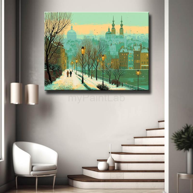 Malen nach Zahlen stadt im winter
