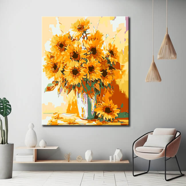 Malen nach Zahlen Kunst Sonnenblumen Bouquet