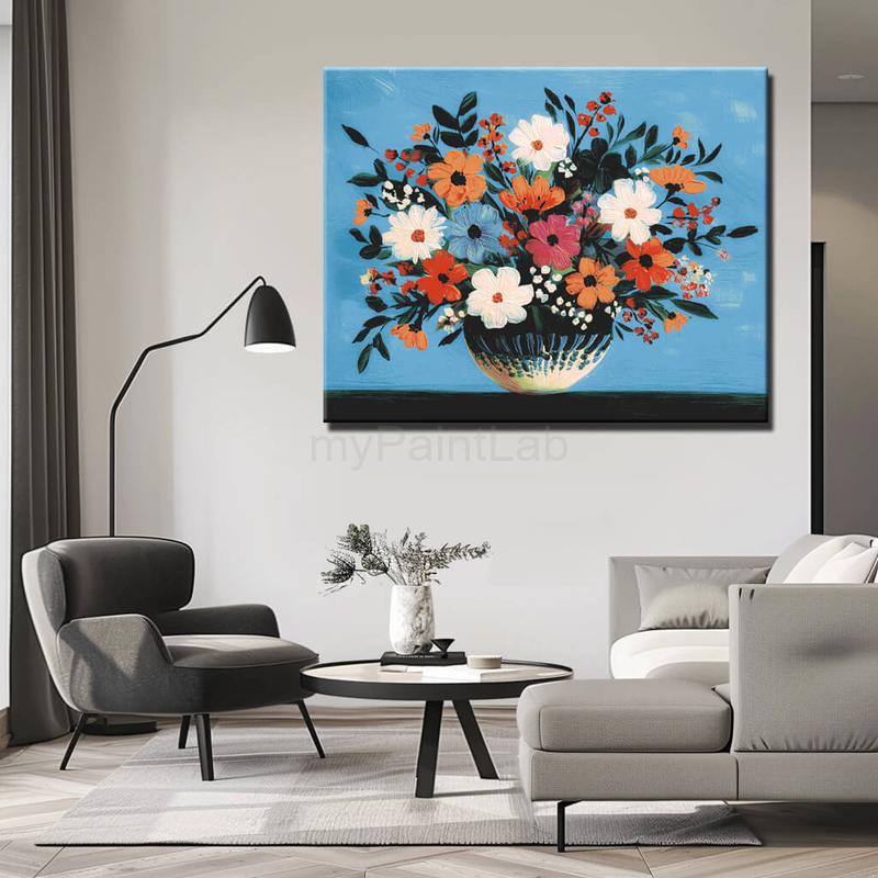 Malen nach Zahlen Blumen Blumenstrauß weiß/blau