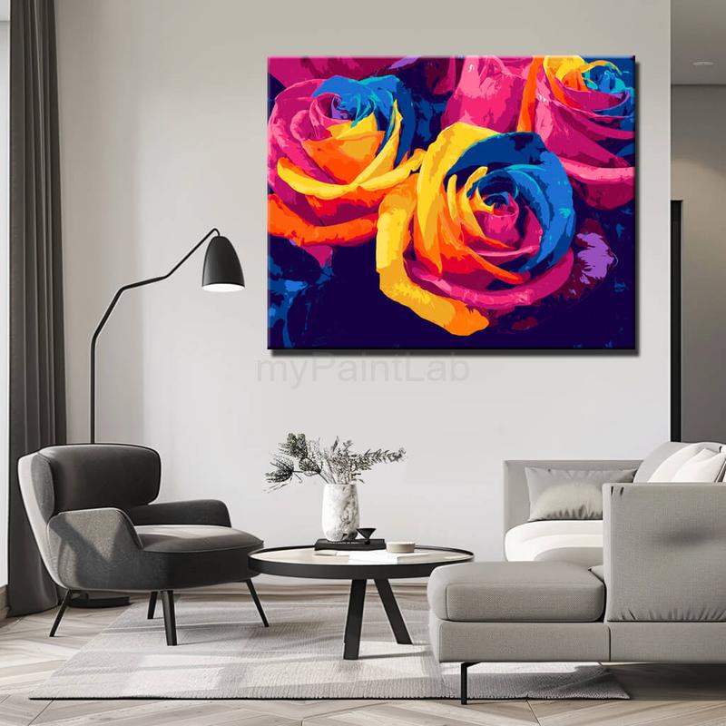 Malen nach Zahlen Blumen Rosen abstrakt