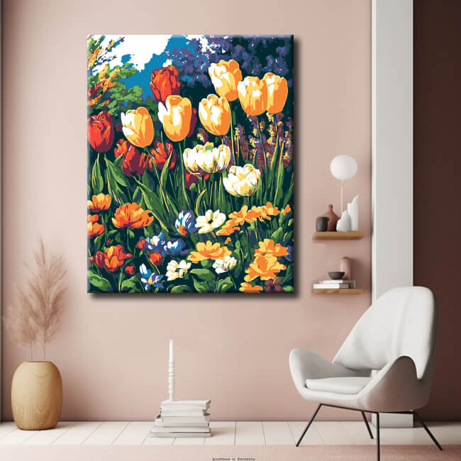 Malen nach Zahlen Bilder Bunte Blumenwiese