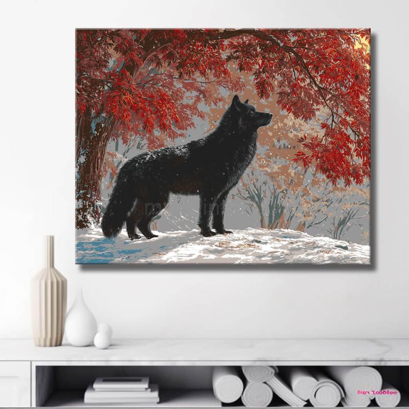 Malen nach Zahlen Tiere wolf im schnee