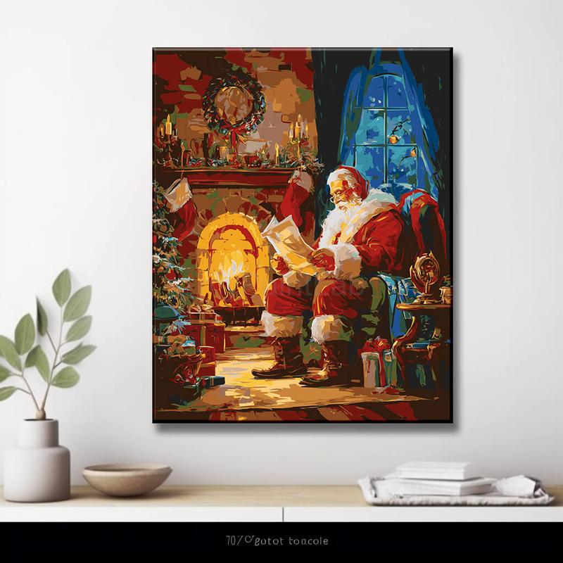 Malen nach Zahlen WeihnachstMann am Kamin
