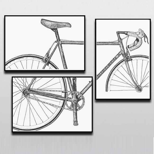 Malen nach Zahlen Fahrrad Rennrad schwarzweiss Sitz