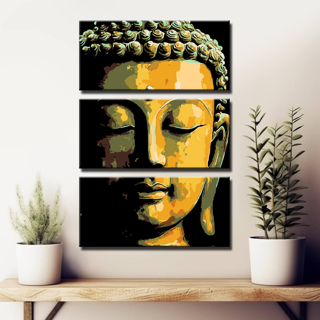 Malen nach Zahlen Schlafender Buddha Tradition - 3-teilig (Triptychon)