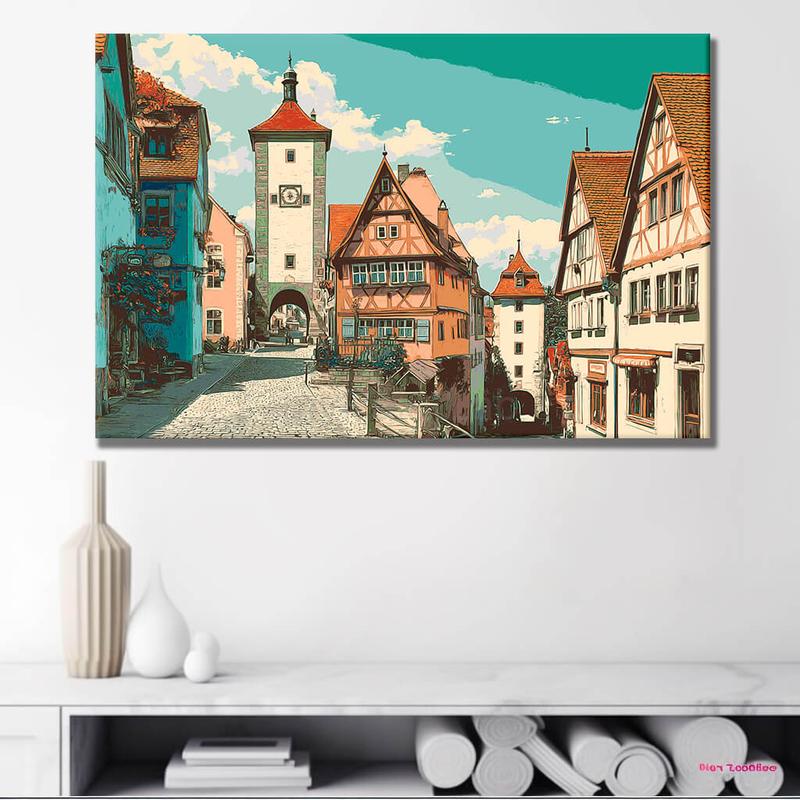 Malen nach Zahlen Altstadt Deutschland Rothenburg